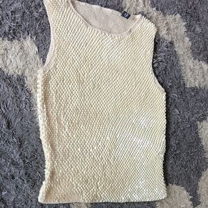Women's Cream Sleeveless Top